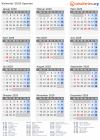 Kalender 2029 mit Ferien und Feiertagen Spanien