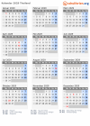Kalender 2029 mit Ferien und Feiertagen Thailand
