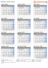 Kalender 2029 mit Ferien und Feiertagen Türkei