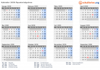 Kalender 2030 mit Ferien und Feiertagen Äquatorialguinea