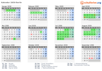 Kalender 2030 mit Ferien und Feiertagen Berlin