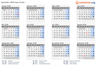 Kalender 2030 mit Ferien und Feiertagen Kap Verde