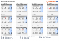 Kalender 2030 mit Ferien und Feiertagen Nordkorea