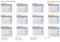 Kalender 2030 mit Ferien und Feiertagen Philippinen