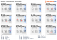 Kalender 2030 mit Ferien und Feiertagen Appenzell Innerrhoden