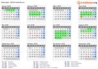 Kalender 2030 mit Ferien und Feiertagen Solothurn