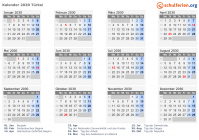 Kalender 2030 mit Ferien und Feiertagen Türkei