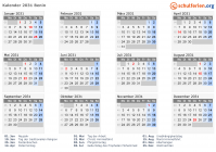 Kalender 2031 mit Ferien und Feiertagen Benin