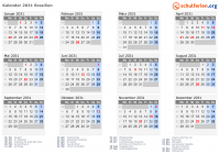 Kalender 2031 mit Ferien und Feiertagen Brasilien