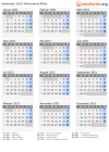 Kalender 2031 mit Ferien und Feiertagen Rheinland-Pfalz