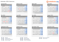 Kalender 2031 mit Ferien und Feiertagen Kamerun