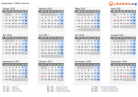 Kalender 2031 mit Ferien und Feiertagen Kenia