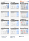 Kalender 2031 mit Ferien und Feiertagen Liechtenstein