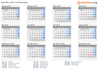 Kalender 2031 mit Ferien und Feiertagen Liechtenstein