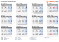 Kalender 2031 mit Ferien und Feiertagen Philippinen