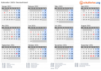 Kalender 2031 mit Feiertagen