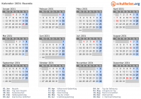 Kalender 2031 mit Ferien und Feiertagen Ruanda