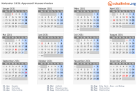 Kalender 2031 mit Ferien und Feiertagen Appenzell Ausserrhoden