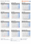 Kalender 2031 mit Ferien und Feiertagen Türkei