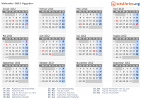 Kalender 2032 mit Ferien und Feiertagen Ägypten