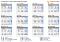 Kalender 2032 mit Ferien und Feiertagen Amerikanische Jungferninseln