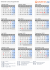 Kalender 2032 mit Ferien und Feiertagen Argentinien