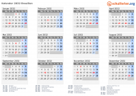 Kalender 2032 mit Ferien und Feiertagen Brasilien