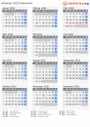 Kalender 2032 mit Ferien und Feiertagen Dänemark