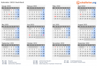 Kalender 2032 mit Ferien und Feiertagen Dschibuti