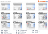 Kalender 2032 mit Ferien und Feiertagen Italien