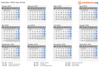 Kalender 2032 mit Ferien und Feiertagen Kap Verde