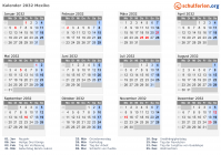 Kalender 2032 mit Ferien und Feiertagen Mexiko
