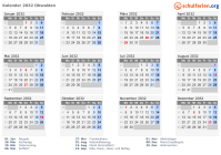 Kalender 2032 mit Ferien und Feiertagen Obwalden