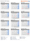 Kalender 2032 mit Ferien und Feiertagen Tessin