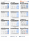 Kalender 2032 mit Ferien und Feiertagen Thailand