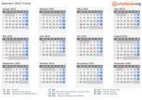 Kalender 2032 mit Ferien und Feiertagen Türkei