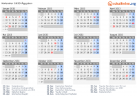Kalender 2033 mit Ferien und Feiertagen Ägypten