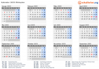 Kalender 2033 mit Ferien und Feiertagen Äthiopien
