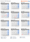 Kalender 2033 mit Ferien und Feiertagen Dänemark