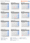Kalender 2033 mit Ferien und Feiertagen Guyana