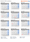 Kalender 2033 mit Ferien und Feiertagen Luxemburg