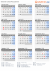 Kalender 2033 mit Ferien und Feiertagen Nordmazedonien
