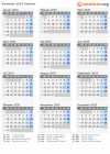 Kalender 2033 mit Ferien und Feiertagen Serbien