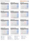 Kalender 2033 mit Ferien und Feiertagen Spanien