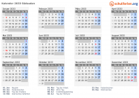 Kalender 2033 mit Ferien und Feiertagen Südsudan