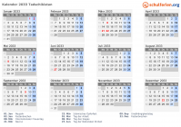 Kalender 2033 mit Ferien und Feiertagen Tadschikistan