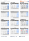 Kalender 2033 mit Ferien und Feiertagen Thailand