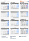 Kalender 2033 mit Ferien und Feiertagen Tunesien