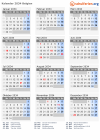 Kalender 2034 mit Ferien und Feiertagen Belgien
