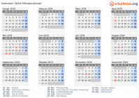 Kalender 2034 mit Ferien und Feiertagen Elfenbeinküste